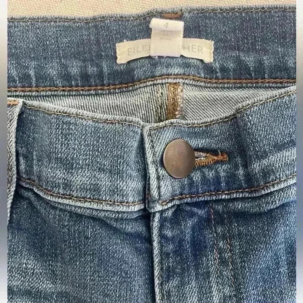 Eileen Fisher Womens Size 4 Straight Leg Stretch Denim Blue Ankle Jeans 28x28 - Picture 3 of 11